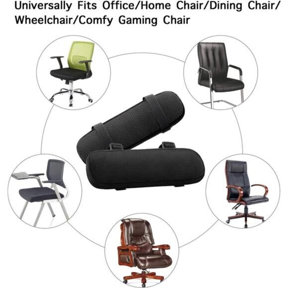 Chair Armrest Pads (2 Pack), Memory Foam Home/Office Chair Arm Rest Cover - Picture 6 of 7